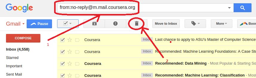 delete all mail in gmail from particular contact